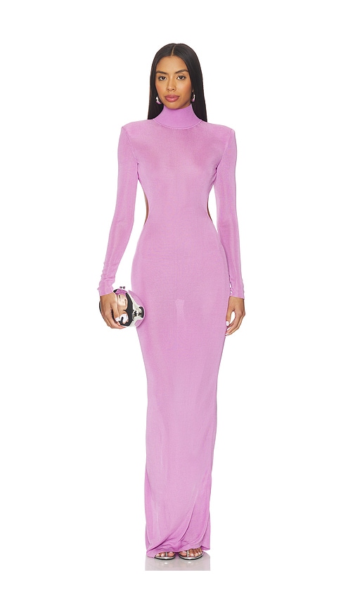 Self-portrait Pink Viscose Knit Maxi Dress In Pink