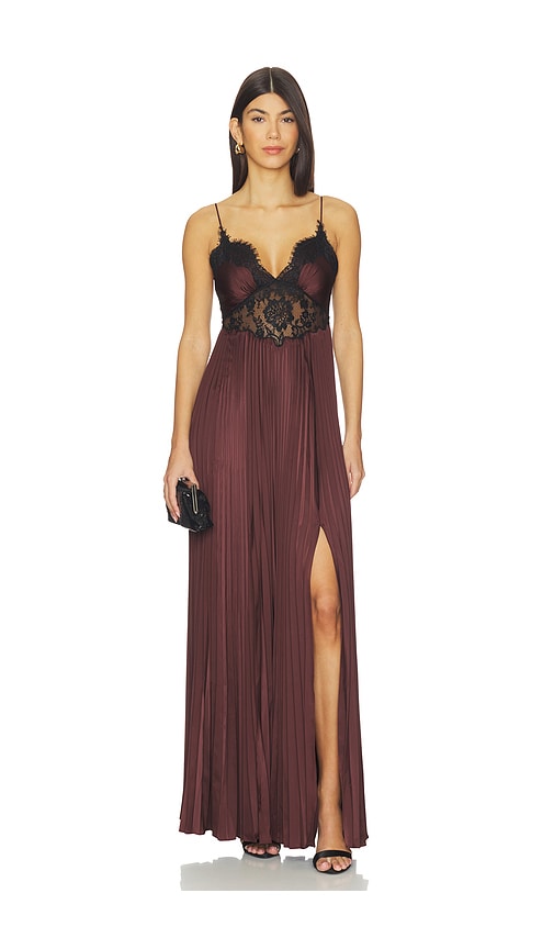 chinese dress ladies Self-Portrait - Brown Floral Lace Maxi Dress main image 0