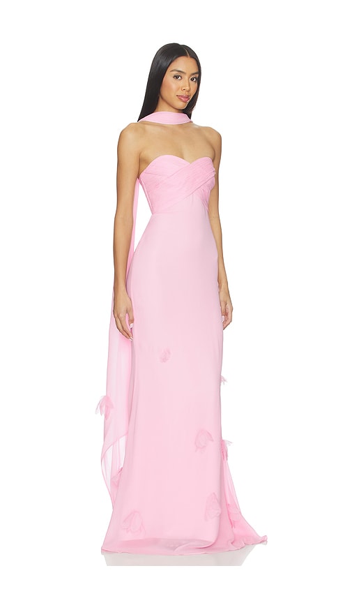 strapless open back dress Pink Tailored Lace Midi Dress  self-portrait-US