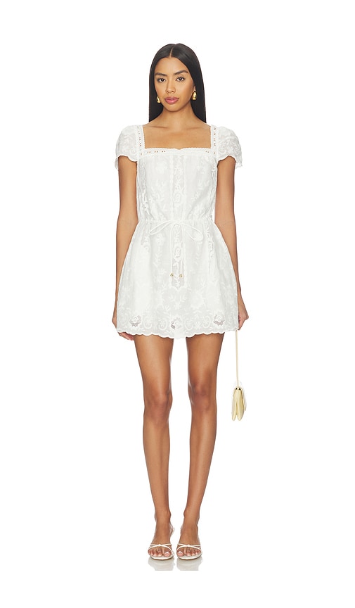 self-portrait White Ramie Mini Dress in White | REVOLVE