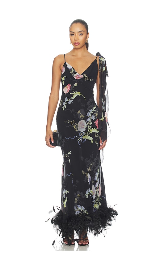 black floral dress long Swan Mosaic Gown– Teuta Matoshi Do Not Bleach Two Pieces Prom Dresses Black