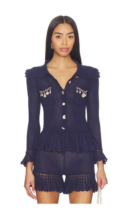 self-portrait Navy Self Embellished Cardigan