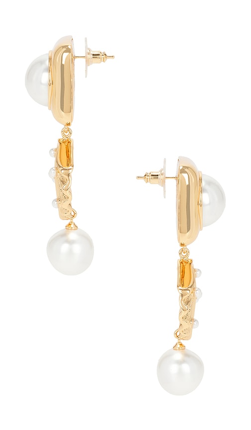 SELF-PORTRAIT GOLD PEARL SHELL EARRINGS