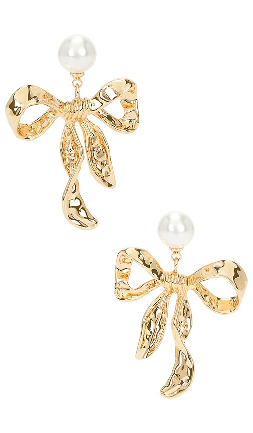 Mottled Gold Bow Earrings