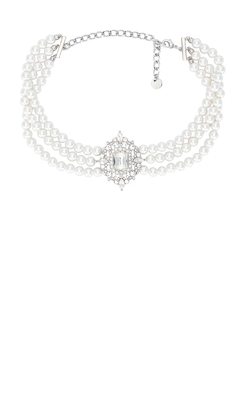 self-portrait Crystal Pearl Choker in Ivory 410$