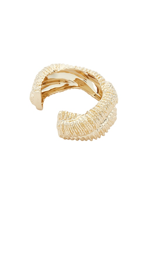  Self-portrait Textured Gold Twisted Cuff In Metallic Gold. 