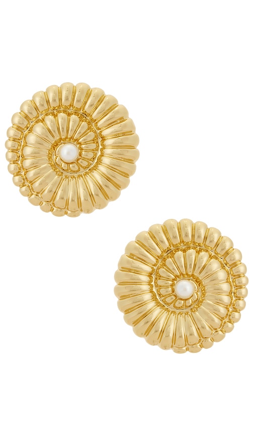 self-portrait Gold Pearl Shell Earrings