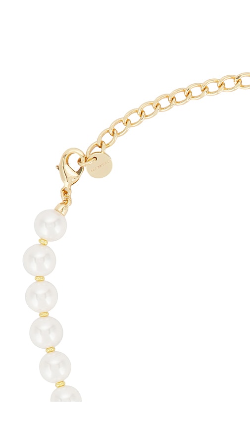  Self-portrait Gold Shell And Pearl Necklace In Metallic Gold. 