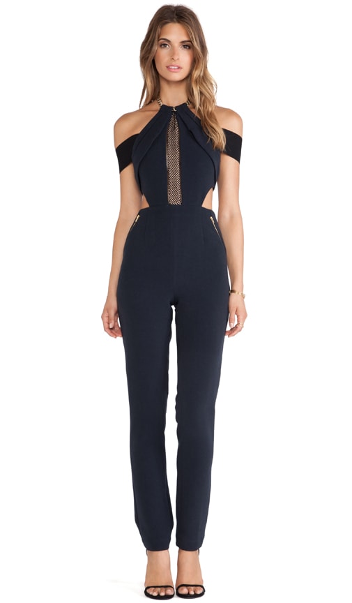 self-portrait Chained-Up Jumpsuit in Black | REVOLVE