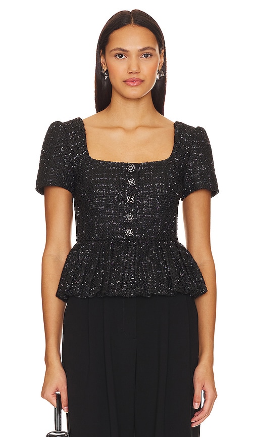 self-portrait Peplum Top in Black