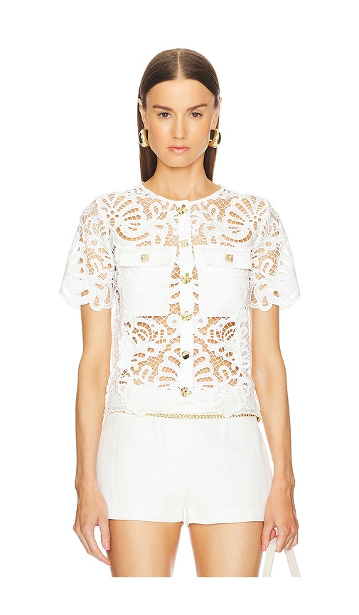 self-portrait Guipure Lace Top in White | REVOLVE