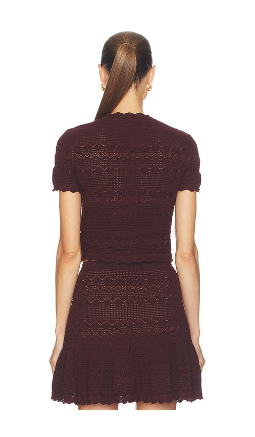 self-portrait Brown Pointelle Knit Top | Thumbnail 3 self-portrait Brown Pointelle Knit Top | Thumbnail 3