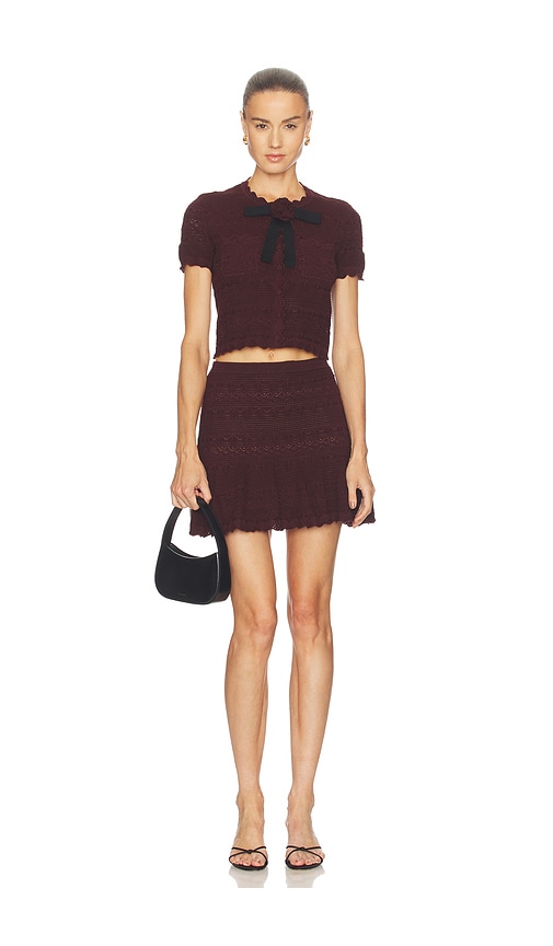 self-portrait Brown Pointelle Knit Top | Thumbnail 4 self-portrait Brown Pointelle Knit Top | Thumbnail 4