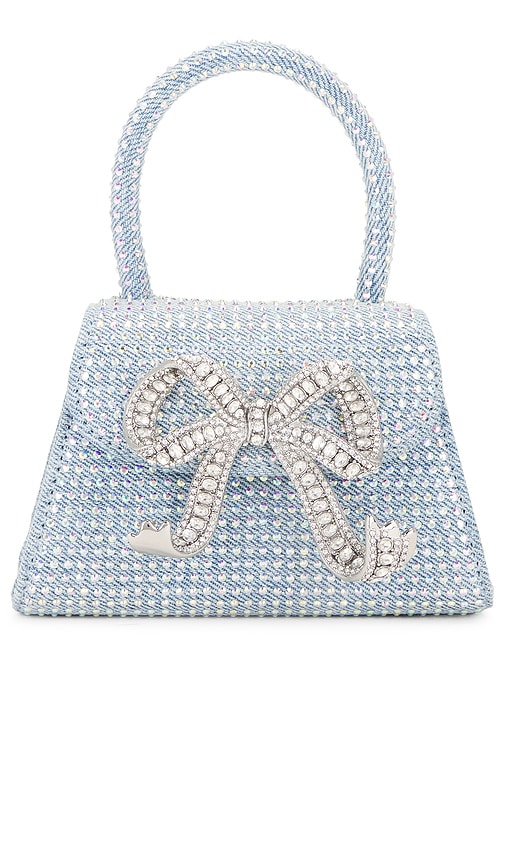 self-portrait Rhinestone Denim Micro Bag in Blue | REVOLVE