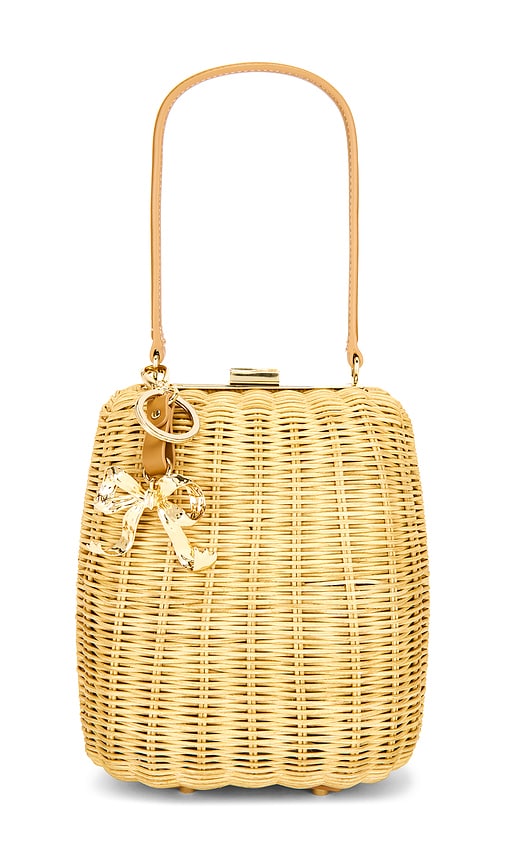 self-portrait Brown Rattan Bag With Keychain in Brown