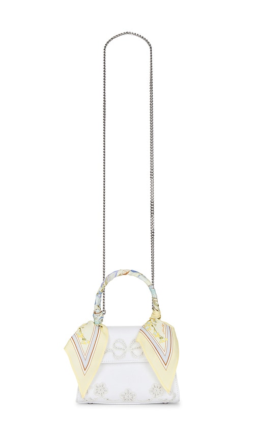 Self-portrait Cream Linen Yellow Floral Mini Bag In White