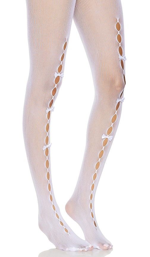 Stems Cut Out Mesh Tights In 象牙白