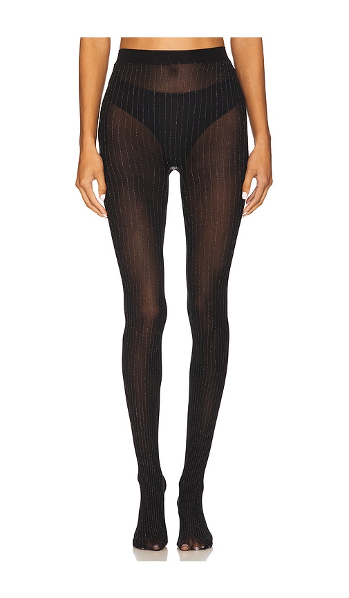 Stems Metallic Striped Tights In Black