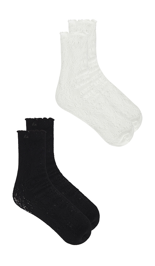 Stems Jules Lace Crew Socks Pack Of 2 In Black