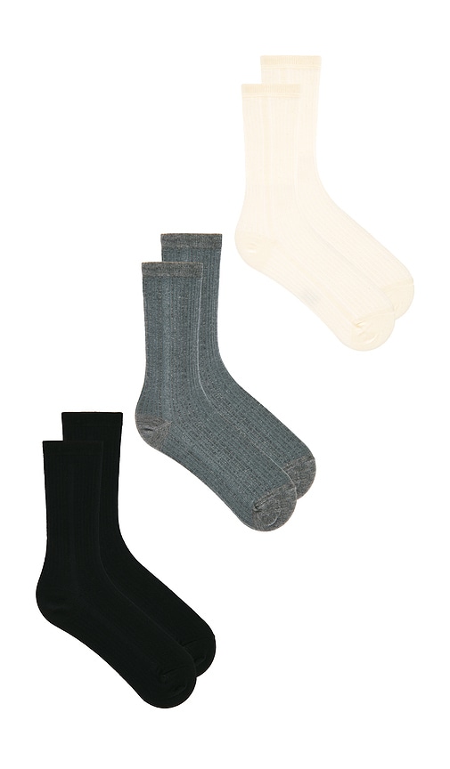 Stems Cotton Cashmere Crew Socks Pack Of 3 In Multi