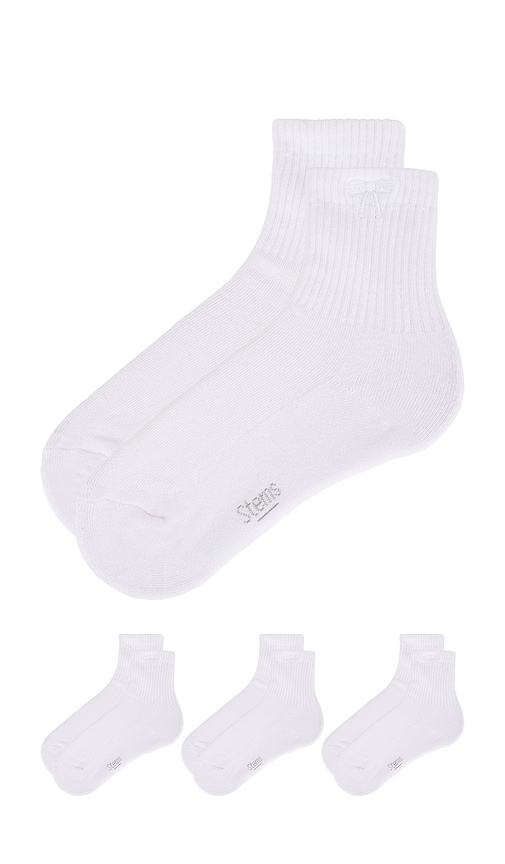 Stems 3-pack Cushioned Bow Ankle Socks In White