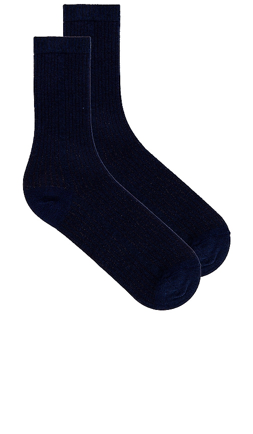 Shop Stems Eco-conscious Cashmere Crew Socks In 藏青色