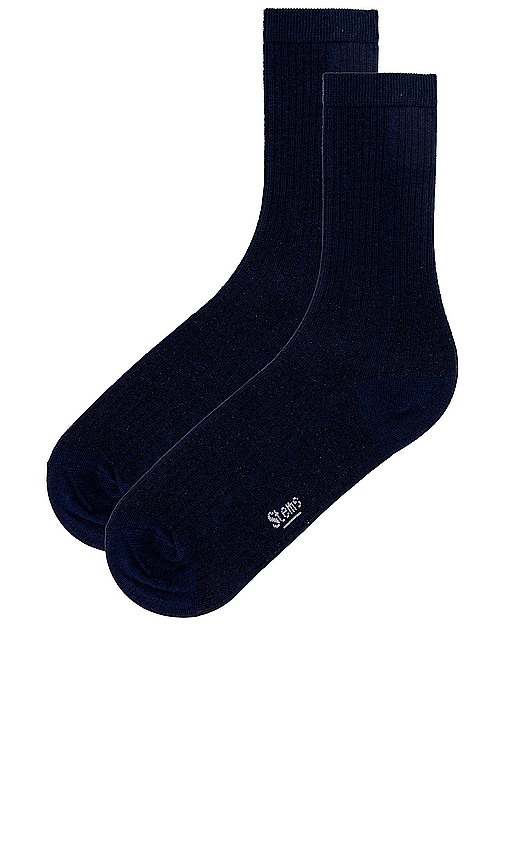 Shop Stems Eco-conscious Cashmere Crew Socks In 藏青色