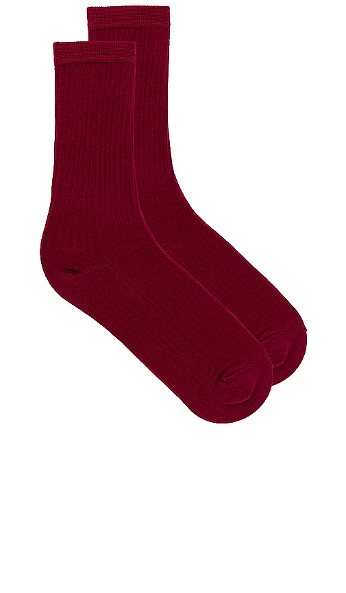 Shop Stems Eco-conscious Cashmere Crew Socks In 红色