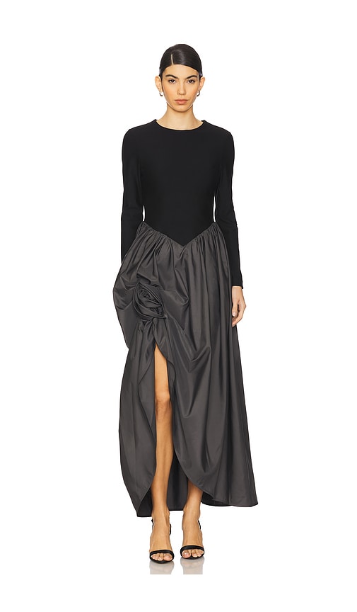 Aurora Maxi Dress With Rose Detail in Grey. - size XS (also in M)