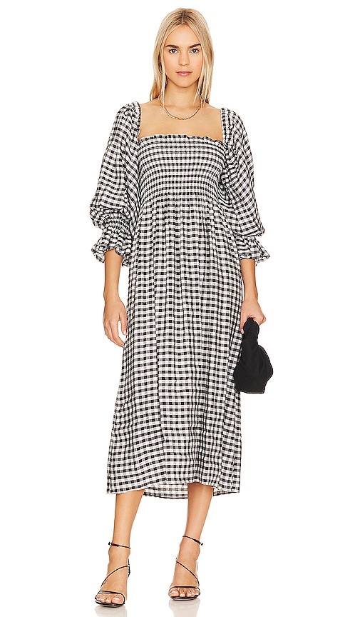 Sleeper Black And White Gingham Atlanta Midi Dress