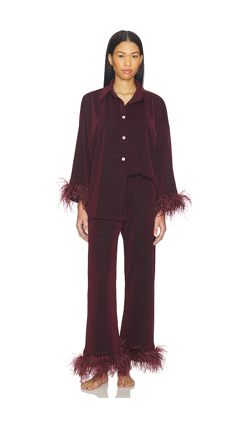 Sleeper Cosmos Oversized Lurex Pajamas Set With Detachable Feathers
