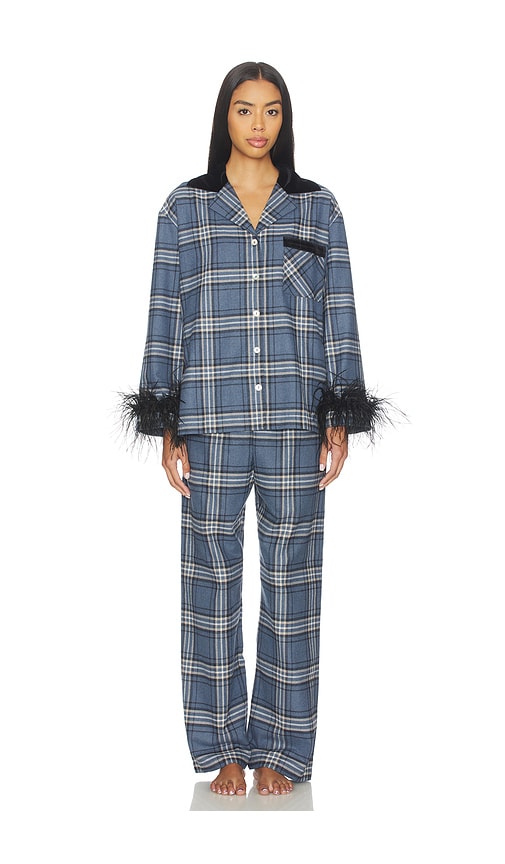 Checked Cotton-flannel Set With Detachable Feathers