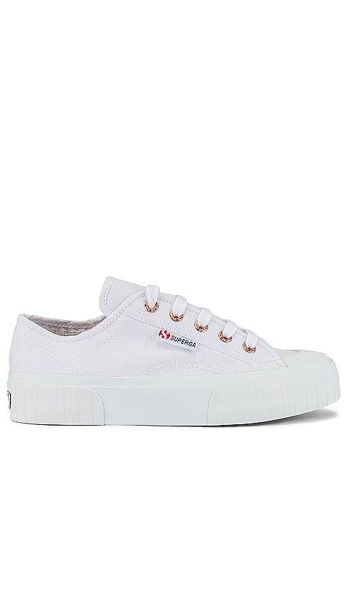 Superga 2630 COTU Canvas Sneaker in White & Rose | REVOLVE