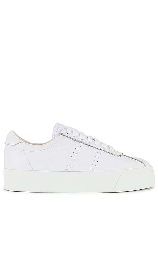 Superga 2854 Club 3 Full Comfort Leather Sneaker in Total White | REVOLVE