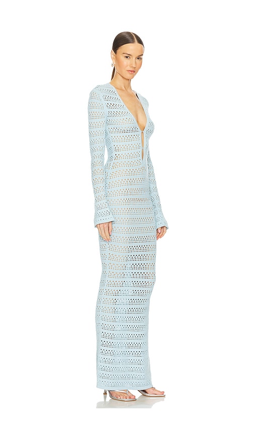 Shop Ser.o.ya Lilith Crochet Maxi Dress In Sky Blue