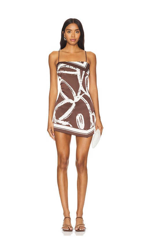 Seroya Anastacia Mini Dress in Cocoa Brown/Taffy Pink
