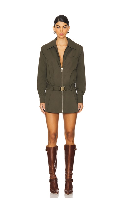 Shop Ser.o.ya Sanders Twill Bomber Jacket Dress In Hunter Green