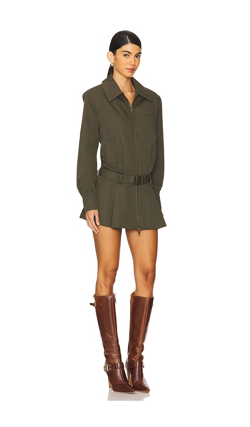 Shop Ser.o.ya Sanders Twill Bomber Jacket Dress In Hunter Green