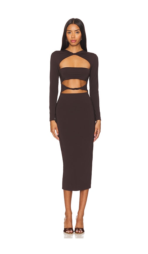 Shop Ser.o.ya Karma Midi Dress In Ash Brown