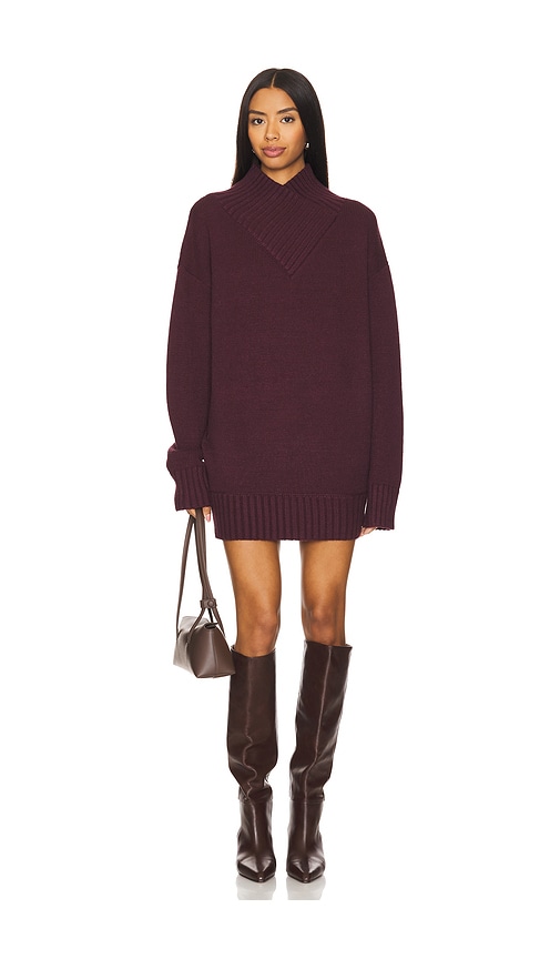 Shop Ser.o.ya Dessa Chunky Knit Sweater Dress In Wine