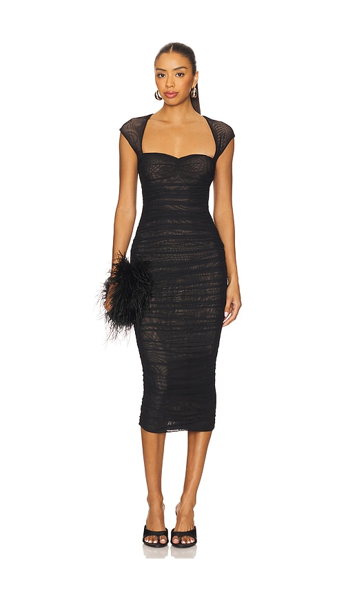 Kylie Mesh Midi Dress in Black. - size XXS (also in L, M, S, XL, XS)