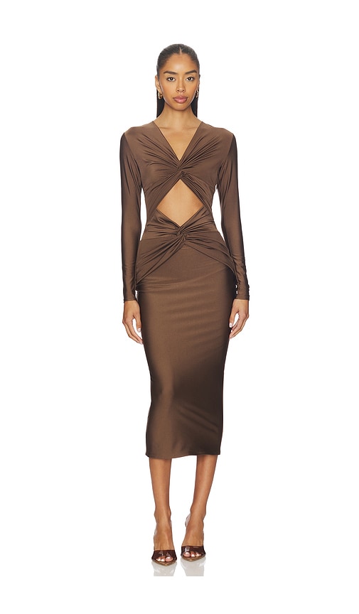 Brown Ruched Dress | REVOLVE