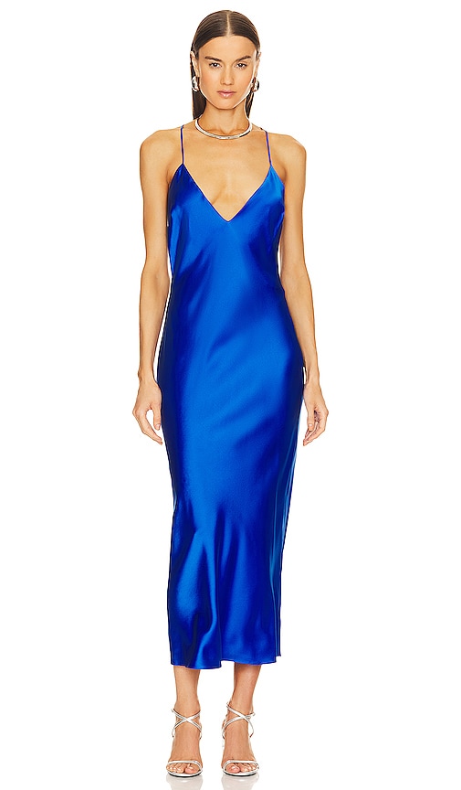 silk blue dress