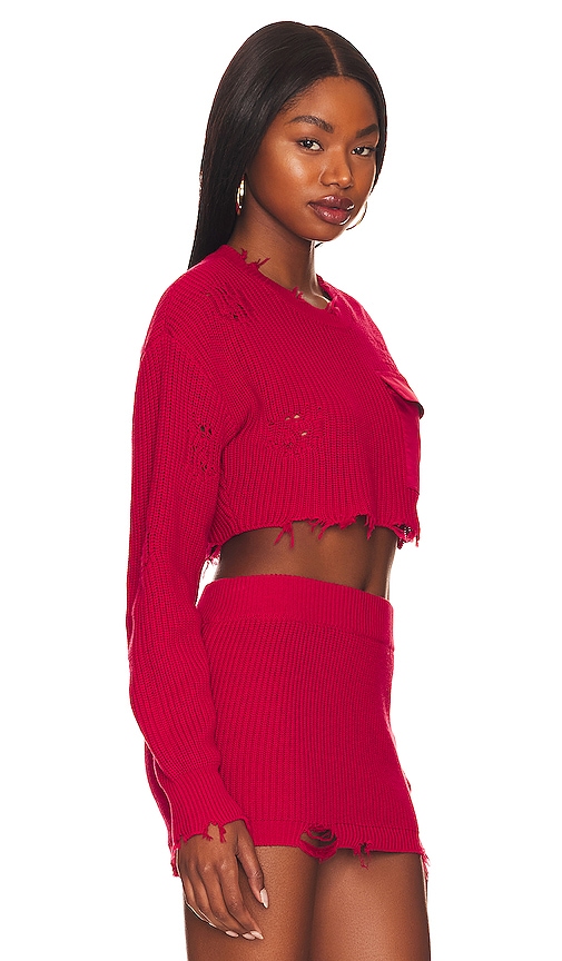 Shop Ser.o.ya Cropped Devin Sweater In Red