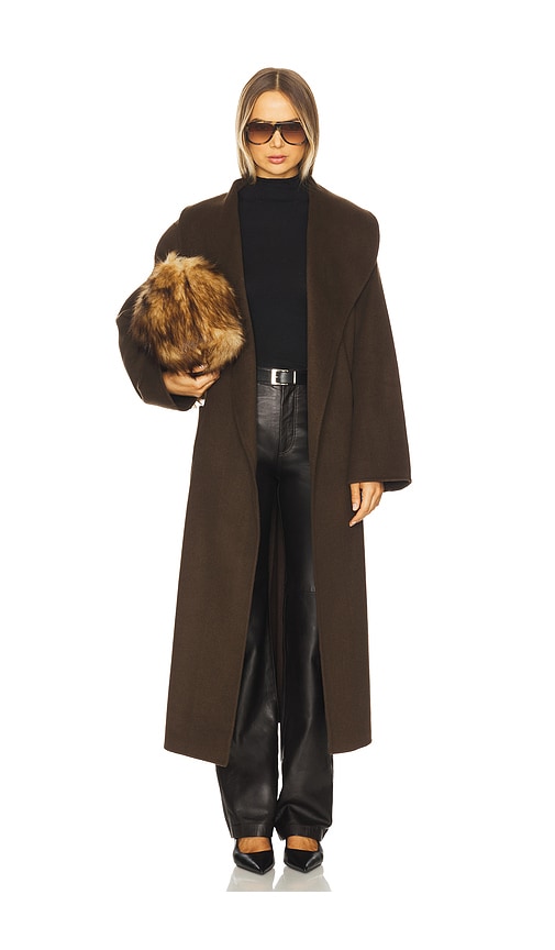 SEROYA Mavis Wool Coat in Slate Brown | REVOLVE
