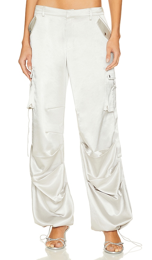 Shop Ser.o.ya Lai Satin Cargo Pant In Silver