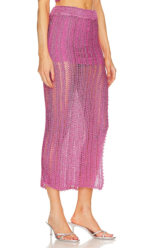 Shop Ser.o.ya Sandy Crochet Skirt In 马里布粉