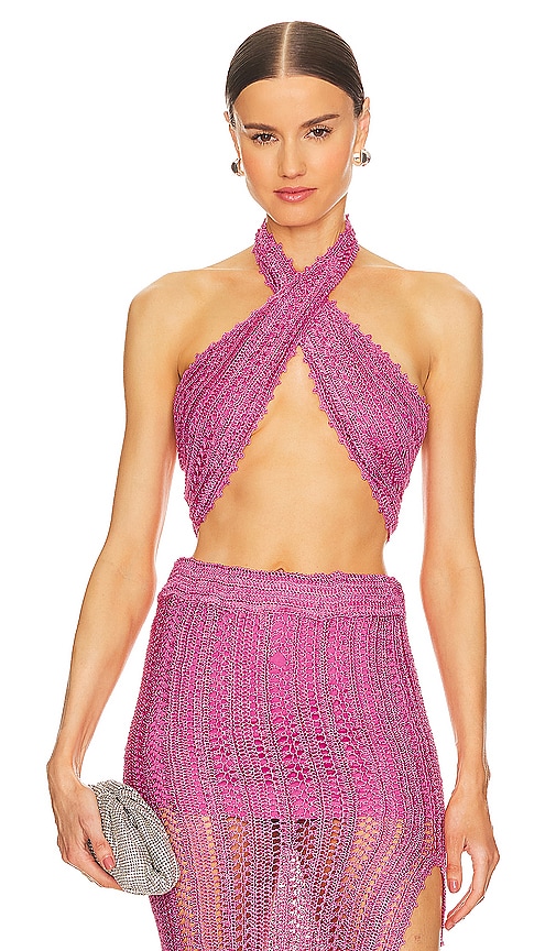 Ser.o.ya Women's Susan Crochet Wrap Top In Malibu Pink