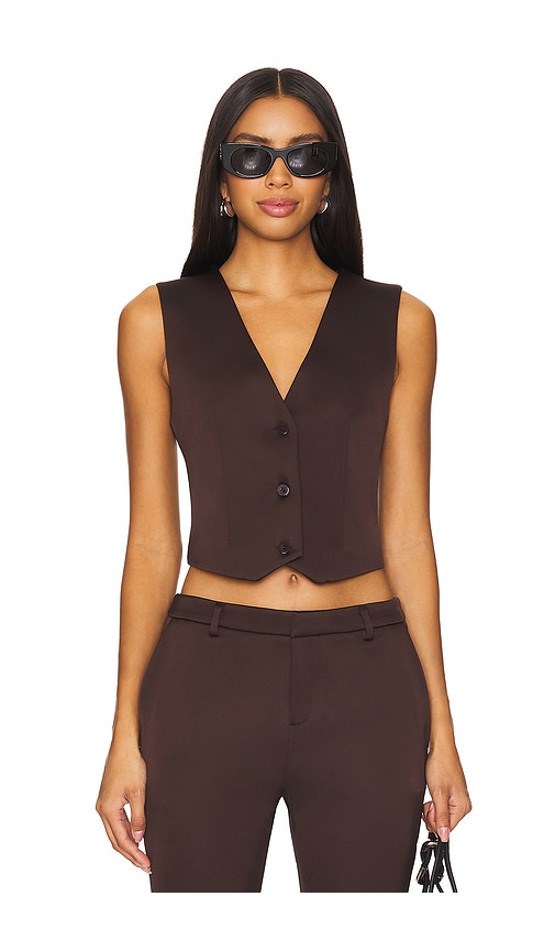 Shop Ser.o.ya Edwina Havey Satin Vest In Ash Brown