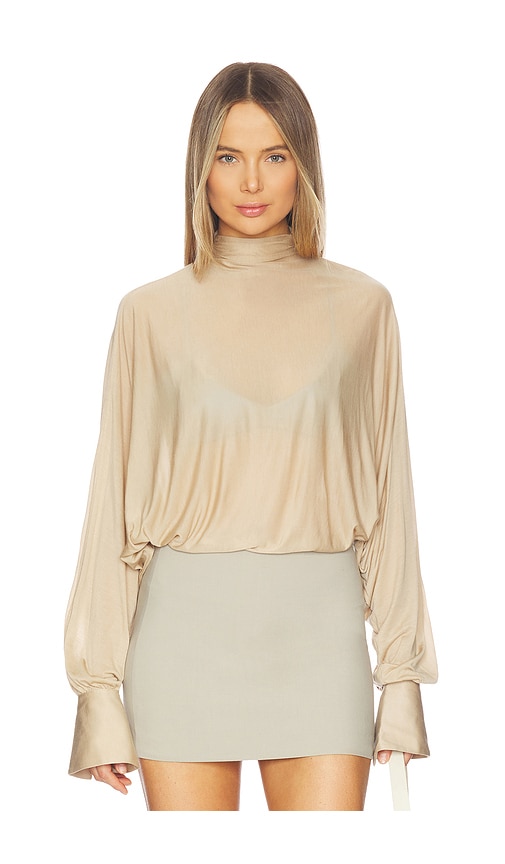 SEROYA Hawkes Bodysuit in Tan. Size XS. Also in S, M, L, XL.